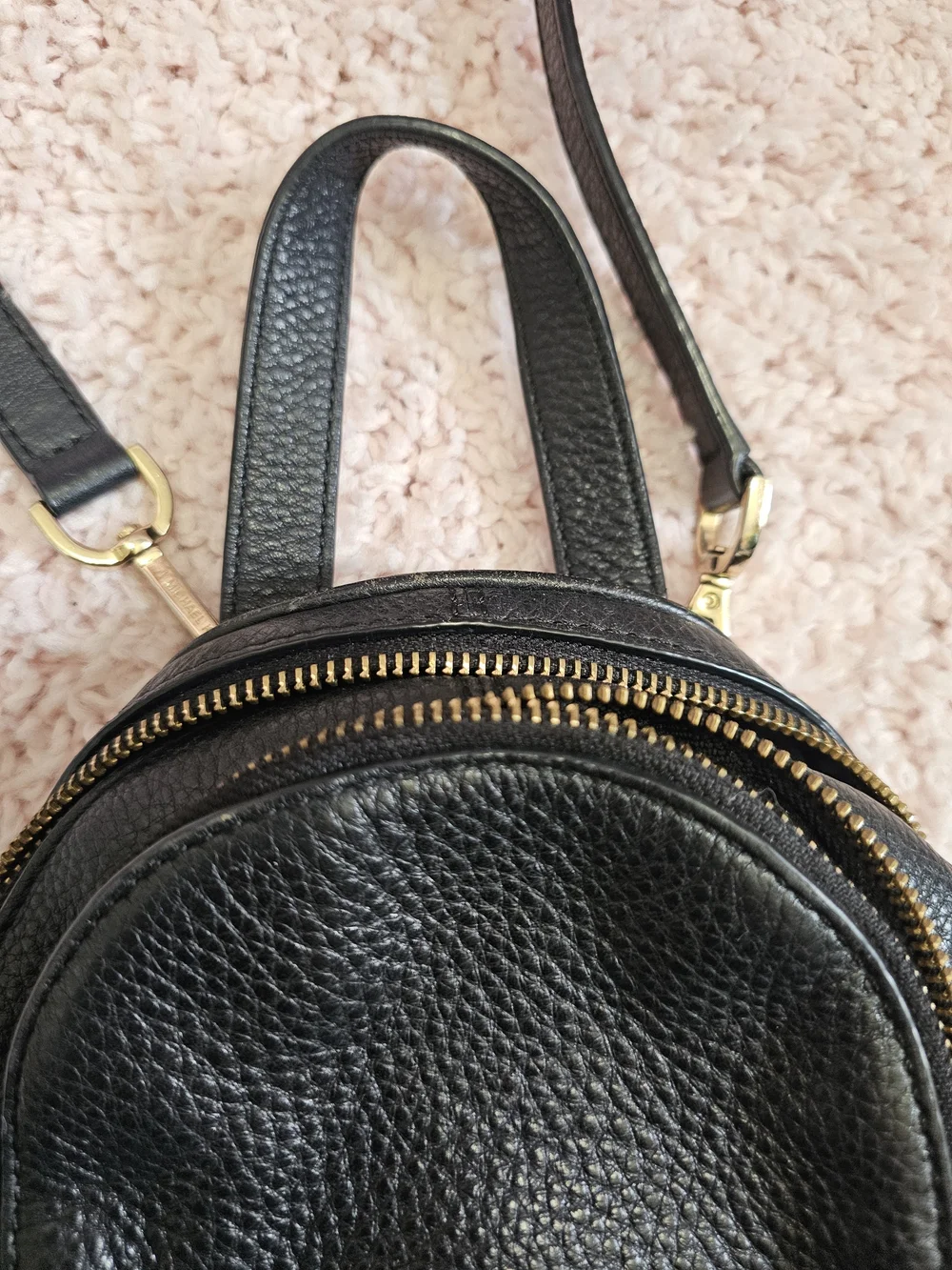Michael Kors Black Pebbled Leather Mini Backpack with Gold Hardware